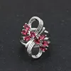 New Arrival Beautiful luxury Valentine's Day gift silver ring bow design red zircon engagement rings