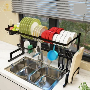 Image of Whosale High Quality Standing Type Kitchen Sink Storage Rack 201 Stainless Steel Dish Drainer Rack