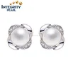 2016 AAA grade white color fresh water pearl earrings