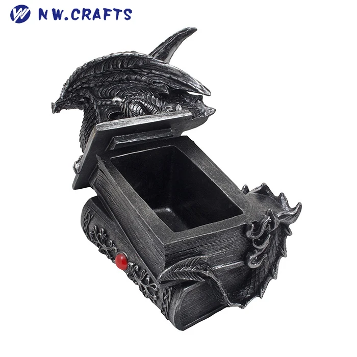 Mythical Guardian Dragon Gothic Book Keepsake Jewelry Box 8 1/4 Inch 