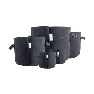 Image of Eco-friendly 1 2 3 5 7 10 15 20 25 30 45 50 65 100 200 300 400 gallon hydroponic Garden black felt fabric planter grow bags pots