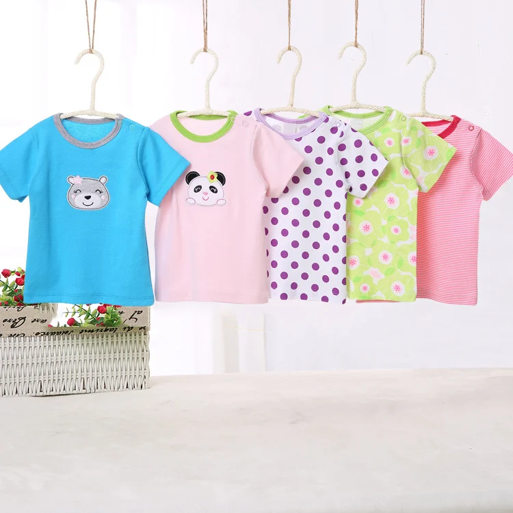 
Various colors cotton baby T-shirt o-neck collar short sleeve 