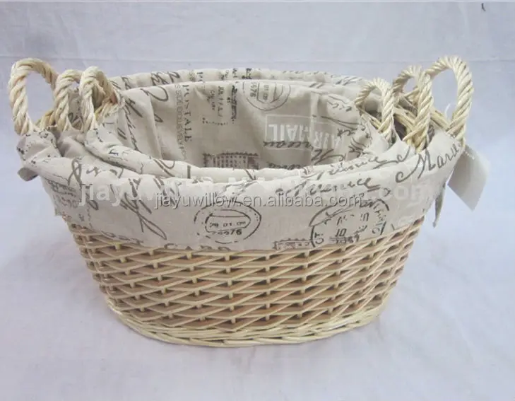 Wholesale White Or Natural Color Wicker Basket With 2 Side Handles