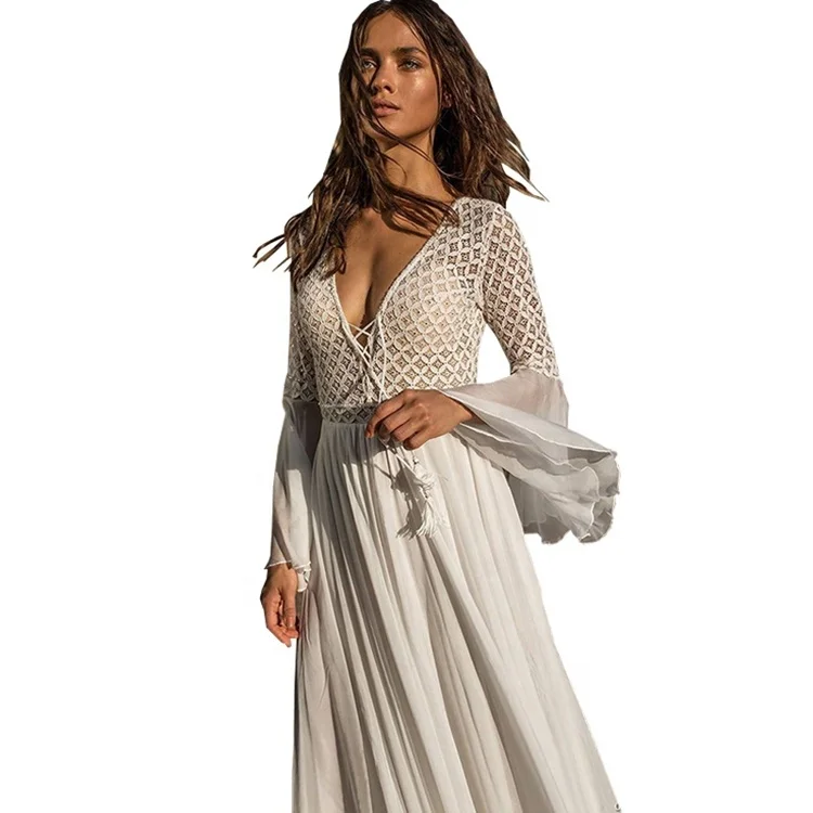 

Factory Outlet 2019 New Arrivals Fashion White Lace Casual Maxi Women Long Dresses
