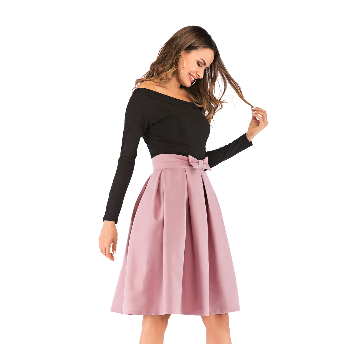 

newest design half pleated high waist cute skirt for girls summer outfits for women, Customized