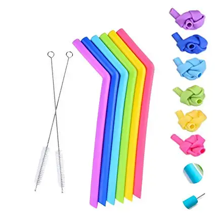 

Custom printed cool drinking reusable foldable silicone drinking straw, Customized