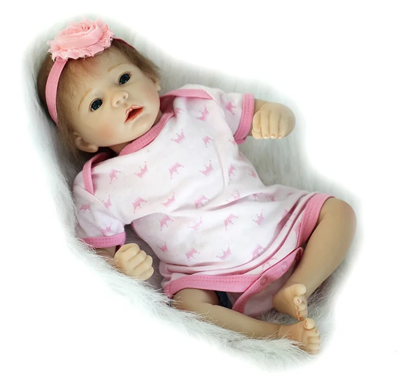 

New design 18"  Soft Silicone Doll Reborn Baby Toy For baby Newborn Baby Birthday Gift For Child Bedtime Early Education, Picture shows