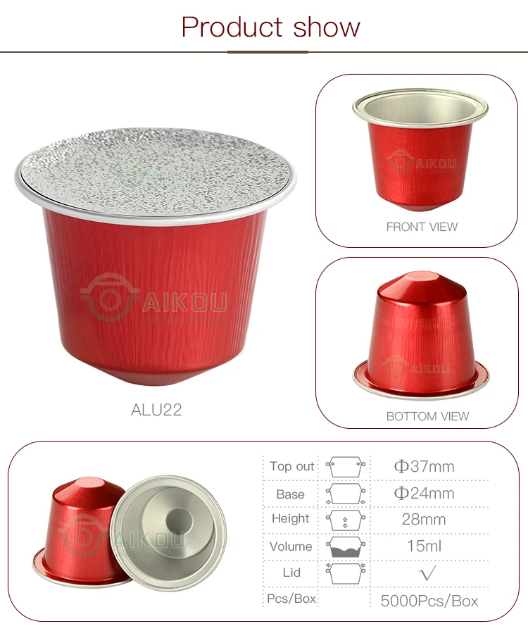 37mm Nespresso Disposable Aluminum Coffee Capsule With Lid Buy Nespresso Disposable Aluminum