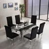 Modern Glass Stainless Steel Chrome Silver Louis Dining Table Set
