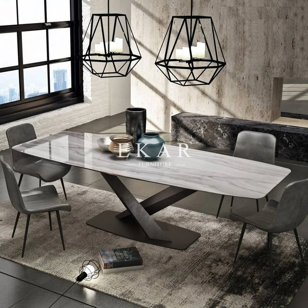 European Design Modern Stainless Steel Base Contemporary Marble Dining Table Set Buy Marble Dining Table