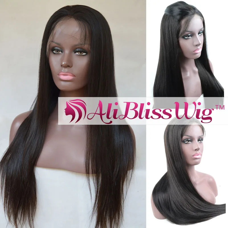 

Toppers Middle Part Natural Glueless Black Women Silky Straight Brazilian Virgin Human Hair Lace Front Wig with Baby Hair