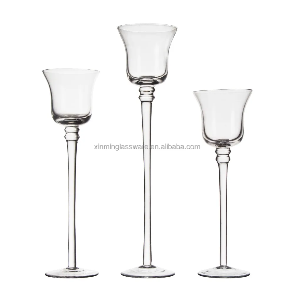 set of three glass candle holders