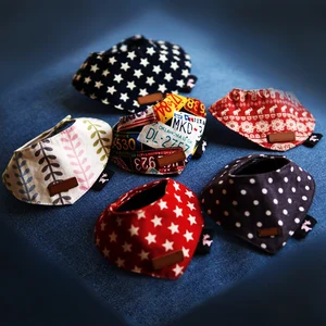 Image of Wholesale Cotton Print Logo Pattern Christmas Pet Collar Accessories Triangle Dog Bandana