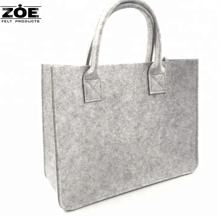 

Wholesale eco promotional custom hand made polyester felt carry shopping tote gift bag woman, Grey,black or custom