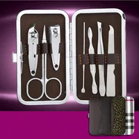 

K144 Pedicure Manicure Set Nail Clippers Grooming Kit Case nail scissors tool 7PCS 1SET