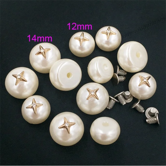 Jc601 New Pearl Rivet And Studs 12mm Pearl Rivet Rhinestone For Shoe