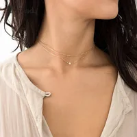 

Artilady Single Daily Double Chain Pearl Chain Necklace For Bridesmaid Gift