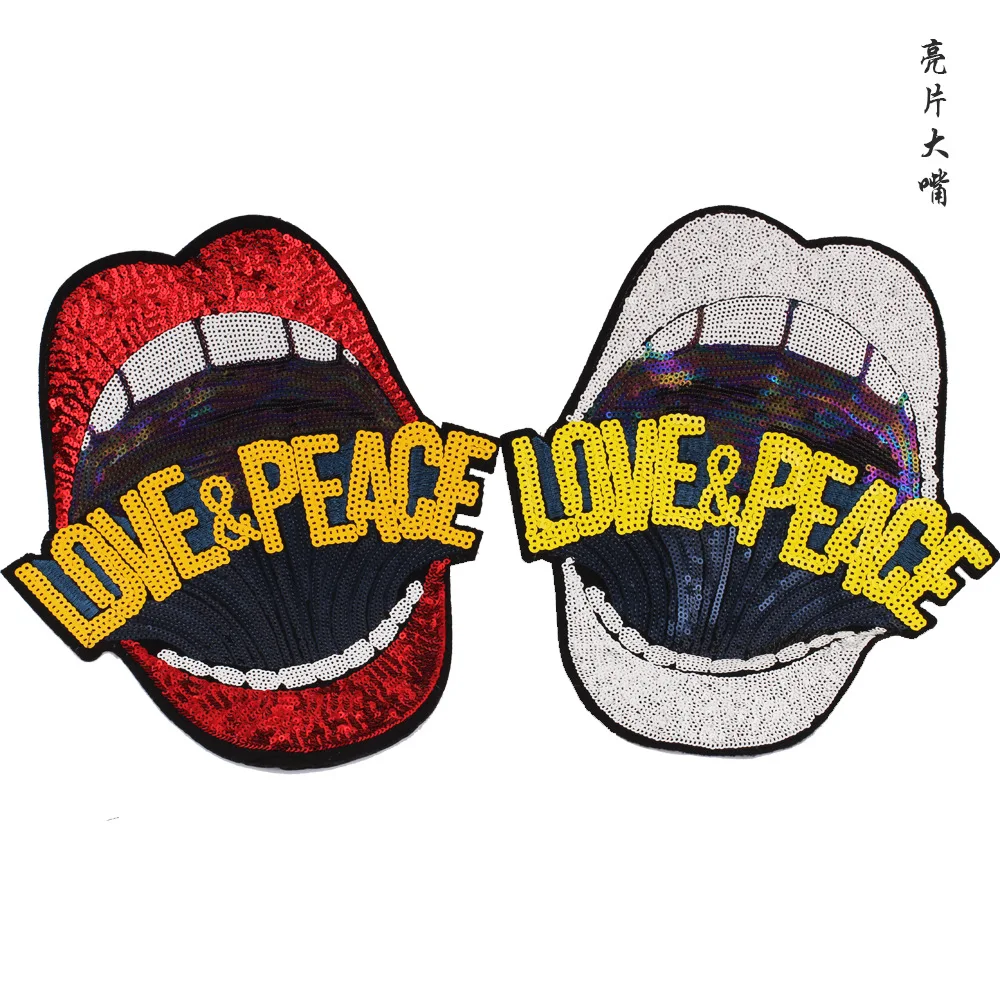 

big mouth sequins embroidery patch jackets embroidery patch appliques