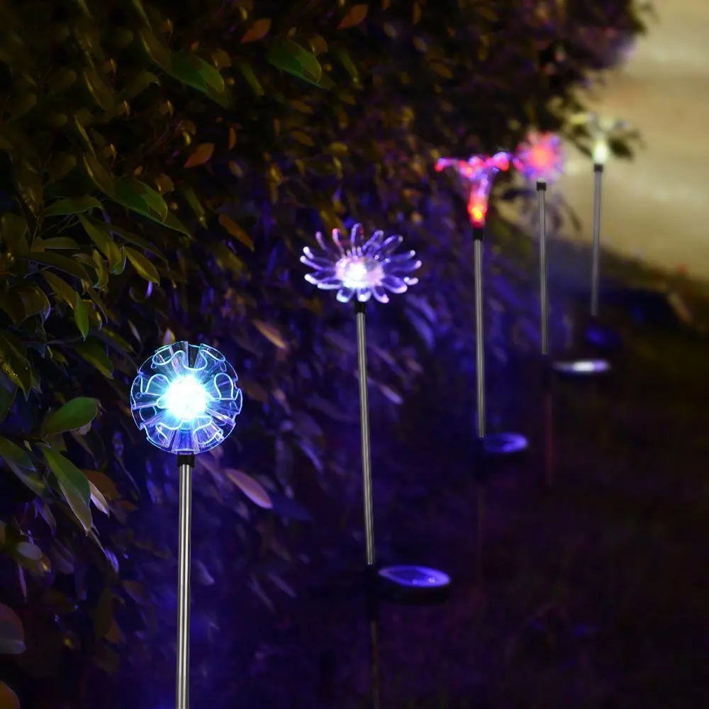 Solar Garden Light Flower Multi-color Changing Led Stake Lights For