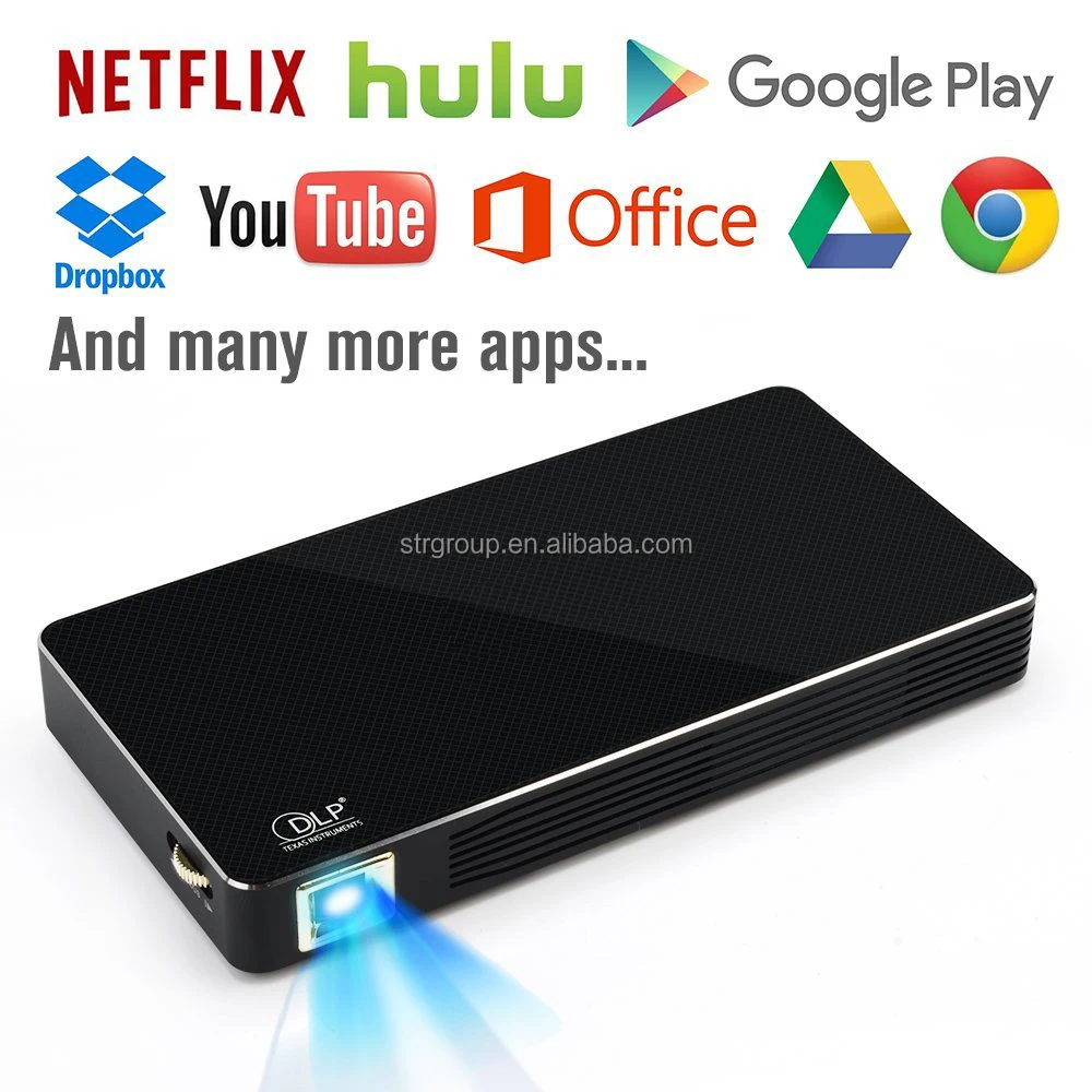 New Portable Mini Dlp Texas Instrument Projector 1/8g Android 4.4.4