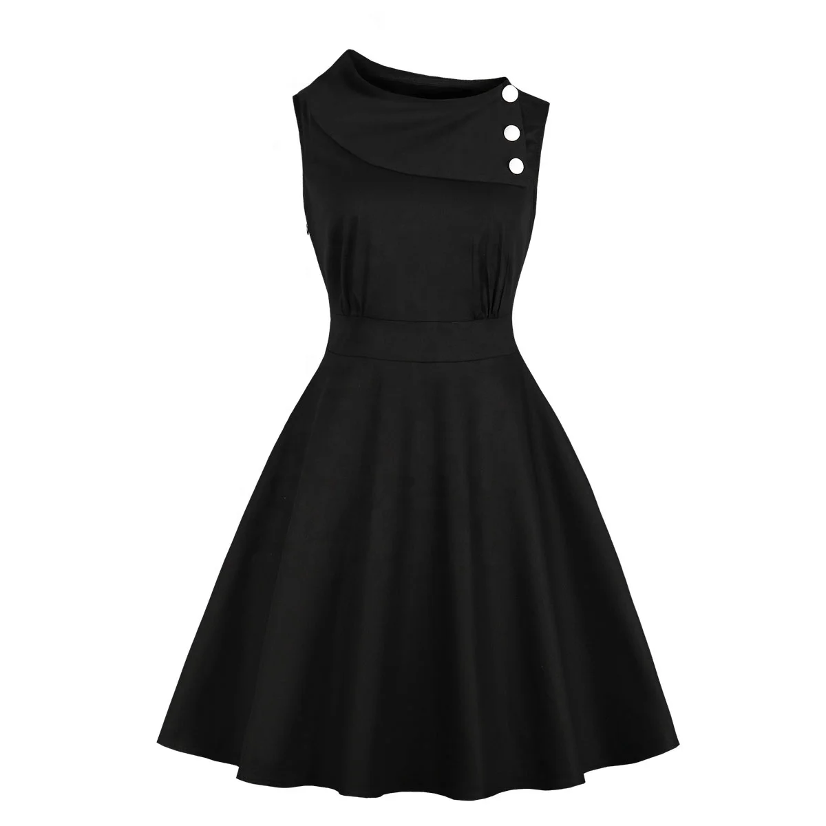 

Wholesale women black cotton sleeveless elegant office evening dress 1795, Shown