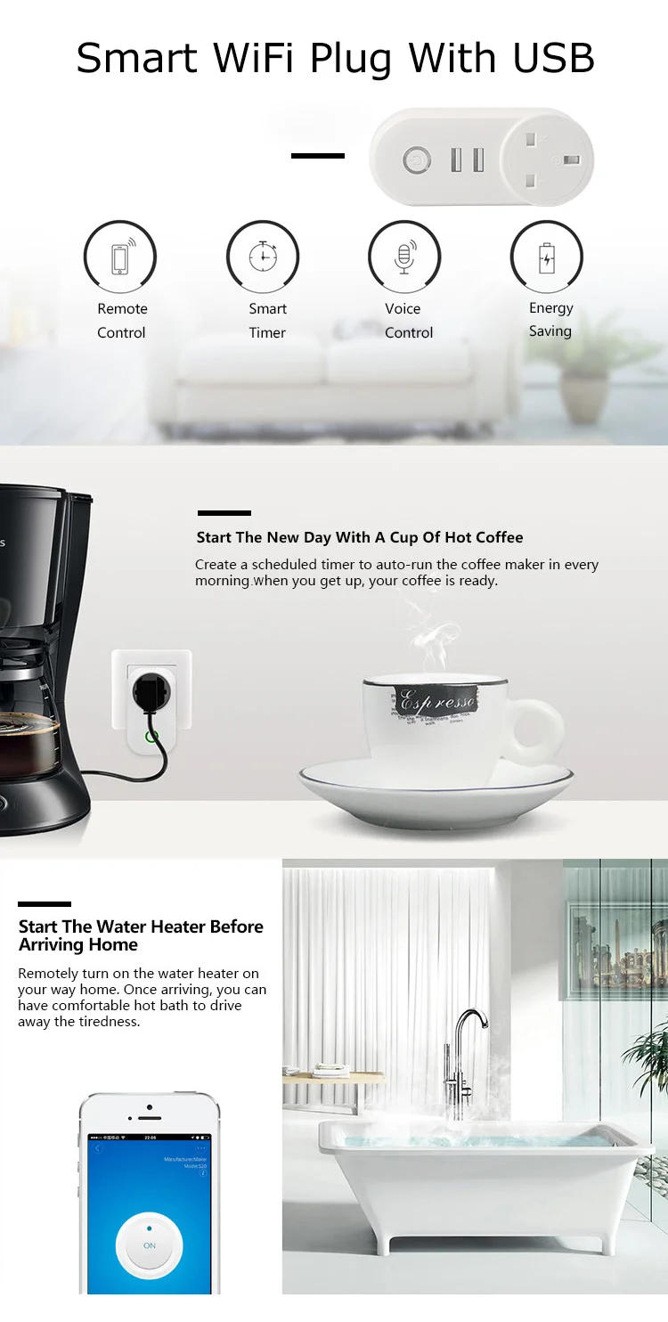 Smart Wifi 3 Pin Electrical Power Plug Australia,Au Smart Wifi Plug