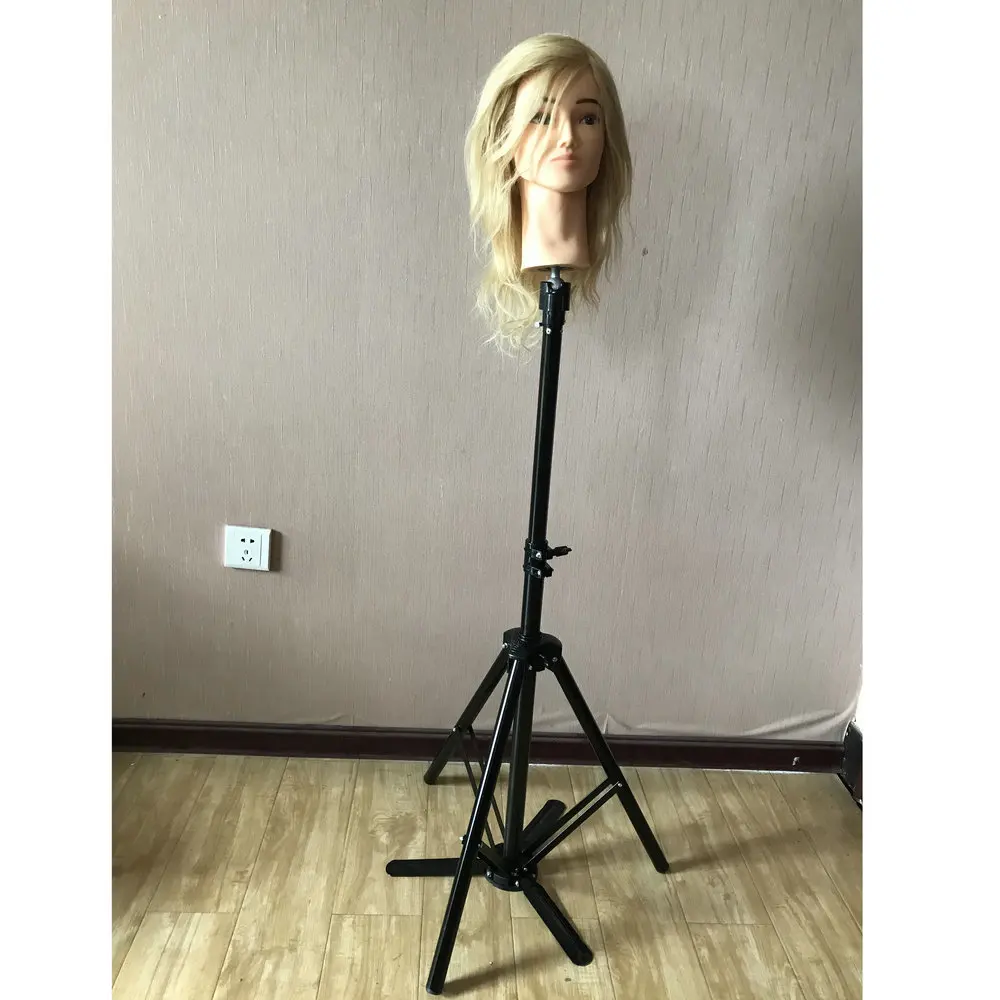 专业美发沙龙可调节人体模特三脚架支架理发训练头三脚架金属假发支架
