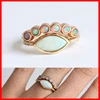 high quality blue fire opal gemstone factory stack of two diamond drill bit engagement ring