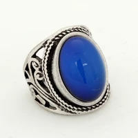 

Women's Best Christmas Gift Antique Silver Plated Big Mood Oval Stone Ring Size 7/8/9 for Retail