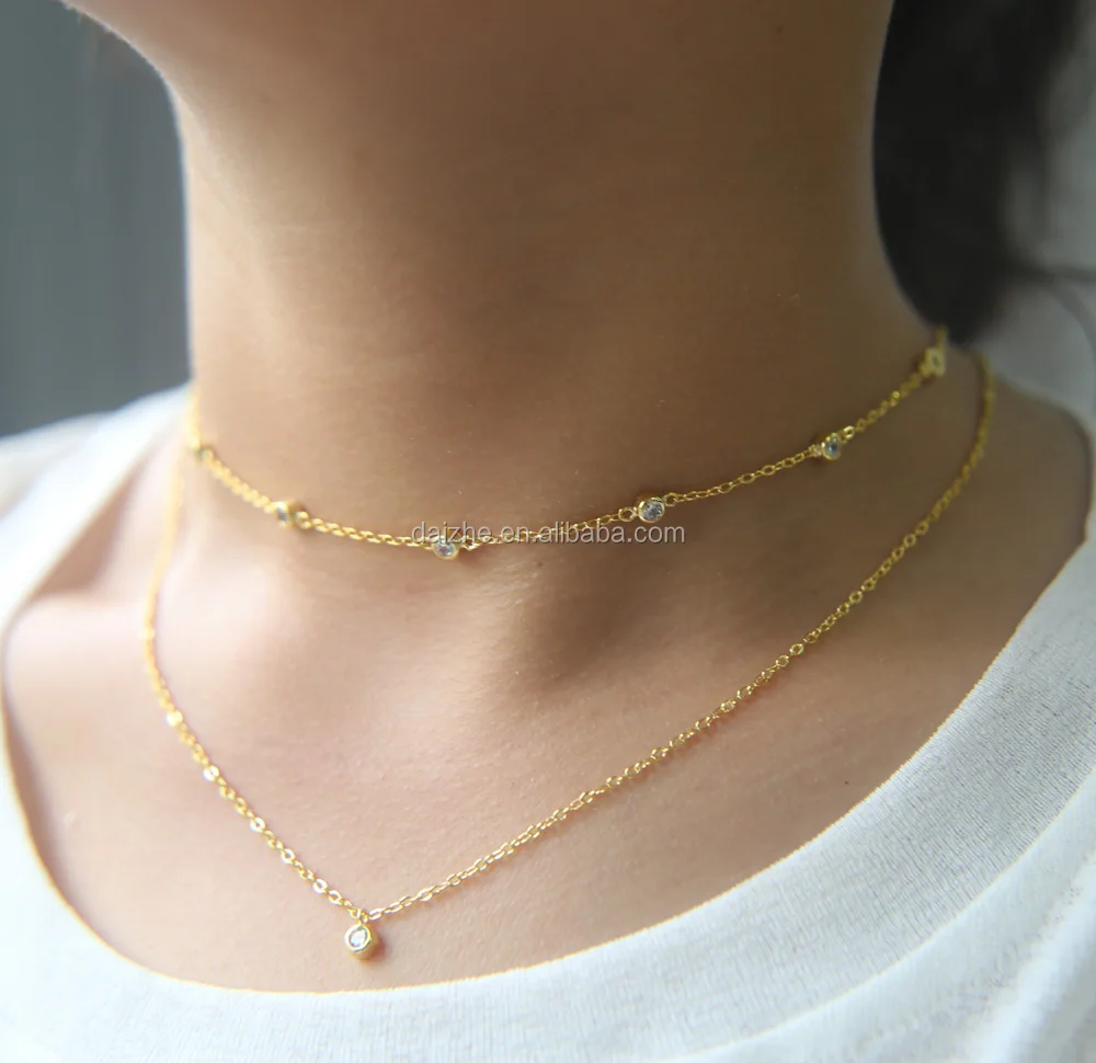 

high quality wholesale double layer choker chain chain luxury fashion jewelry layer chain necklace