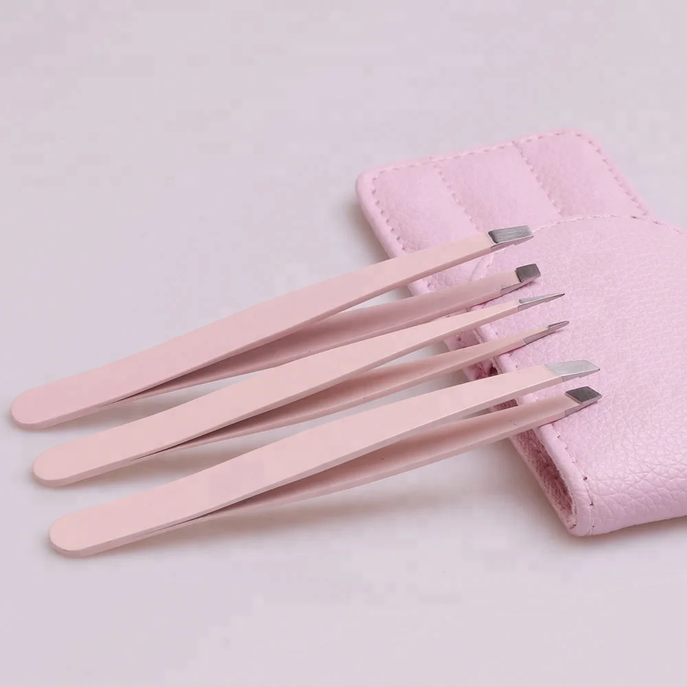 3pcs Pink Stainless Steel Tweezers Sets With Multiusing Buy High