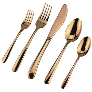 Image of Luxury Travel Hotel 18/8 Stainless Steel Gold Flatware Set