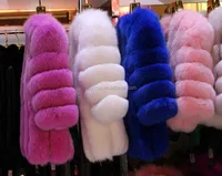 

Fashionable women real blue fox fur coat