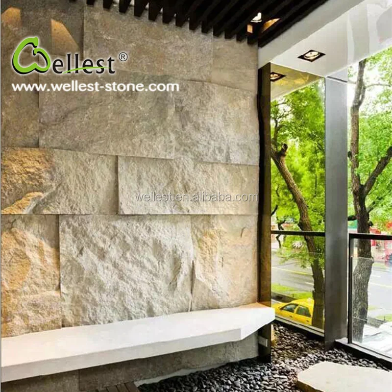 
Hot Selling China Natural Beige Color Travertine Mushroom Stone for Wall Cladding 