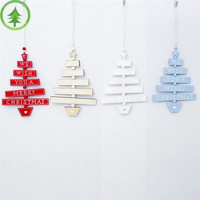 

Wholesale Creative Wood Christmas Tree Ornament, 4 colors