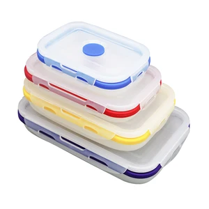 Image of Foldable leakproof bento kids silicone lunch box