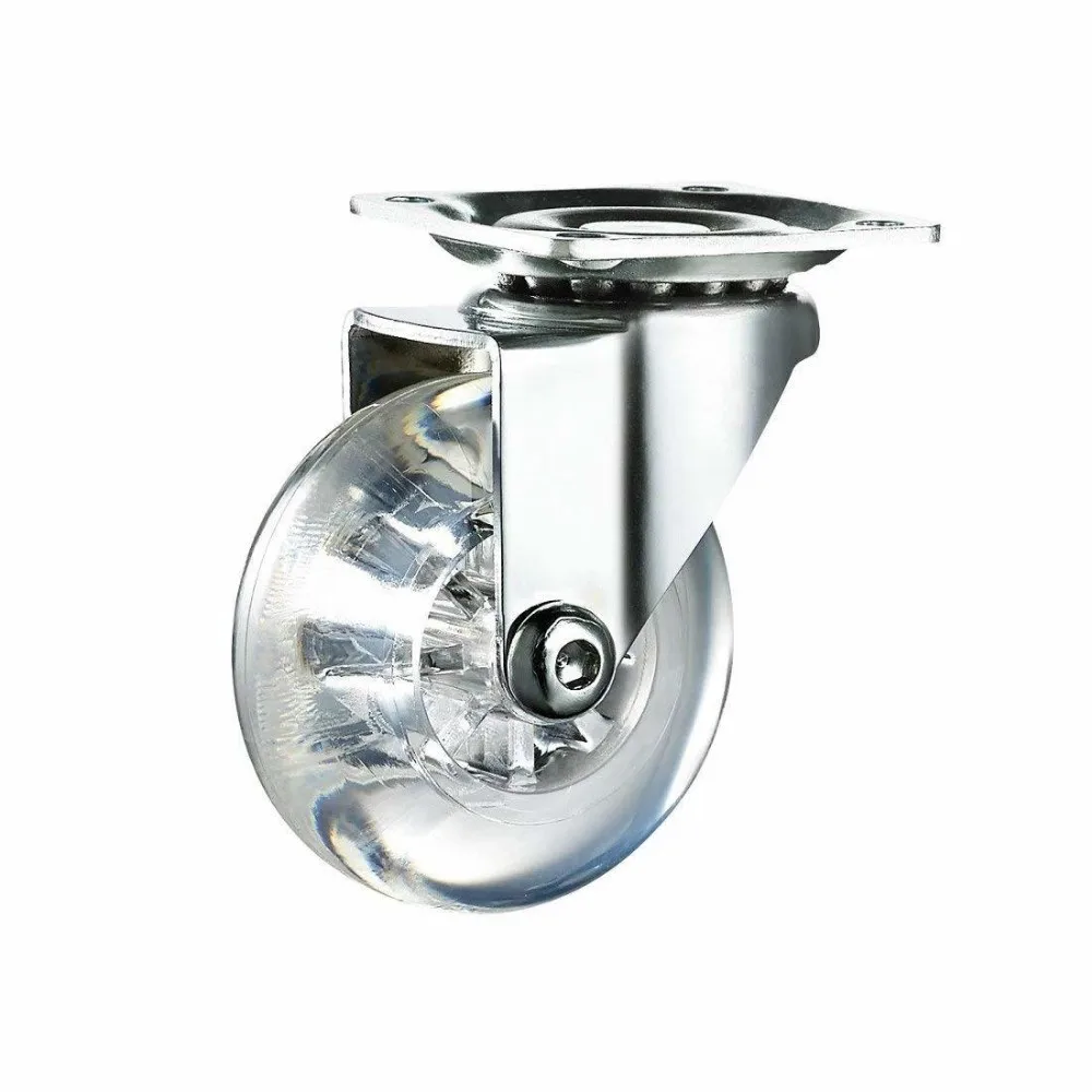 3 英寸透明旋转脚轮无制动器