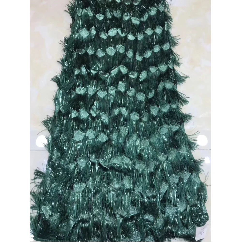 

Beautifical New arrival 3d tassel dress fabric french lace wholesale high quality green bridal lace fabric ML44N84, 9 colors