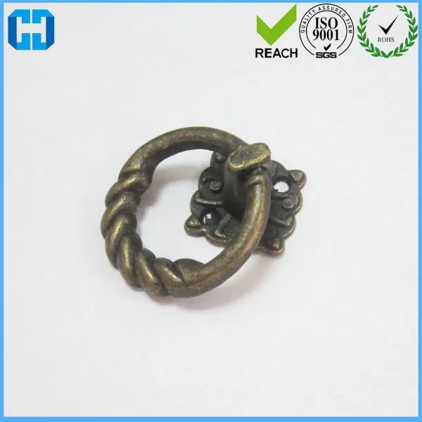 Antique Brass Cabinet Hardware Pulls Ring Drawer Round Pull