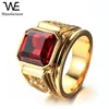 Wholesale Titanium Square Crystal Dragon Engrave Gold Ring for Men