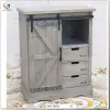 Shabby chic Gray Sliding Barn Door Storage Cabinet
