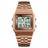 SKMEI 1338 world time 3atm water resistant stainless steel watch for men women