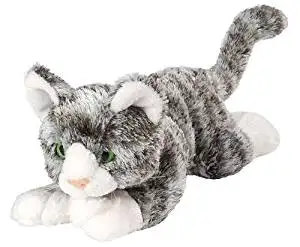 grey and white cat stuffed animal