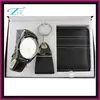 Watch, wallet and keychain for men as promotion watch set