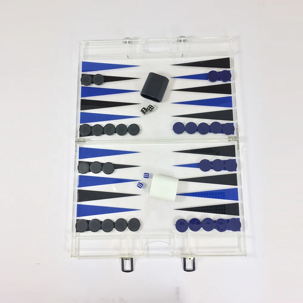 

Transparent Board And Triangle Dark Blue & Light Blue Backgammon Games Board Sets
