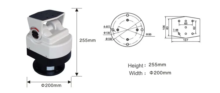 Heavy Duty All Weatherproof Pan Tilt Head Outdoor 20kg Load Weight Pan