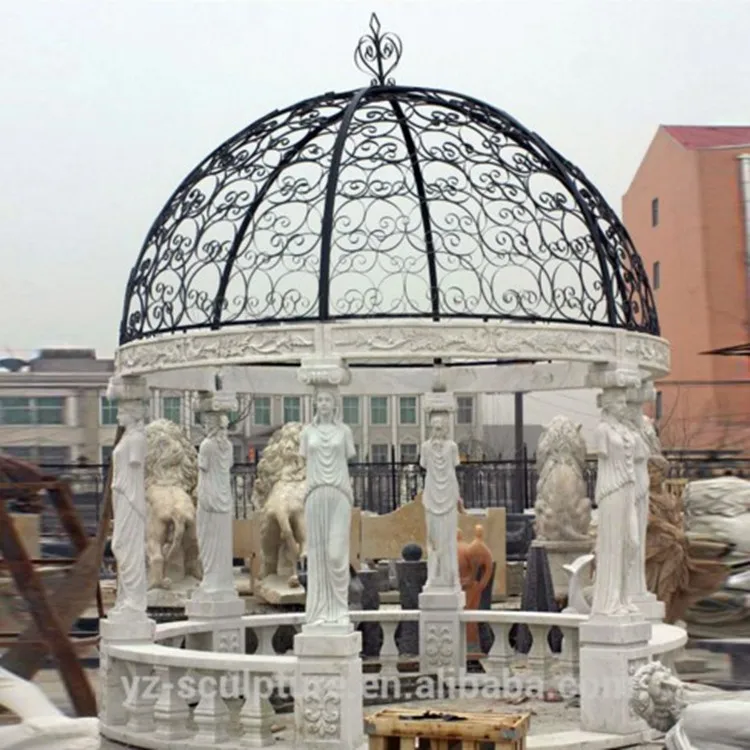 Modern Outdoor Garden Stone Gazebo White Marble Gazebos With Metal Roof