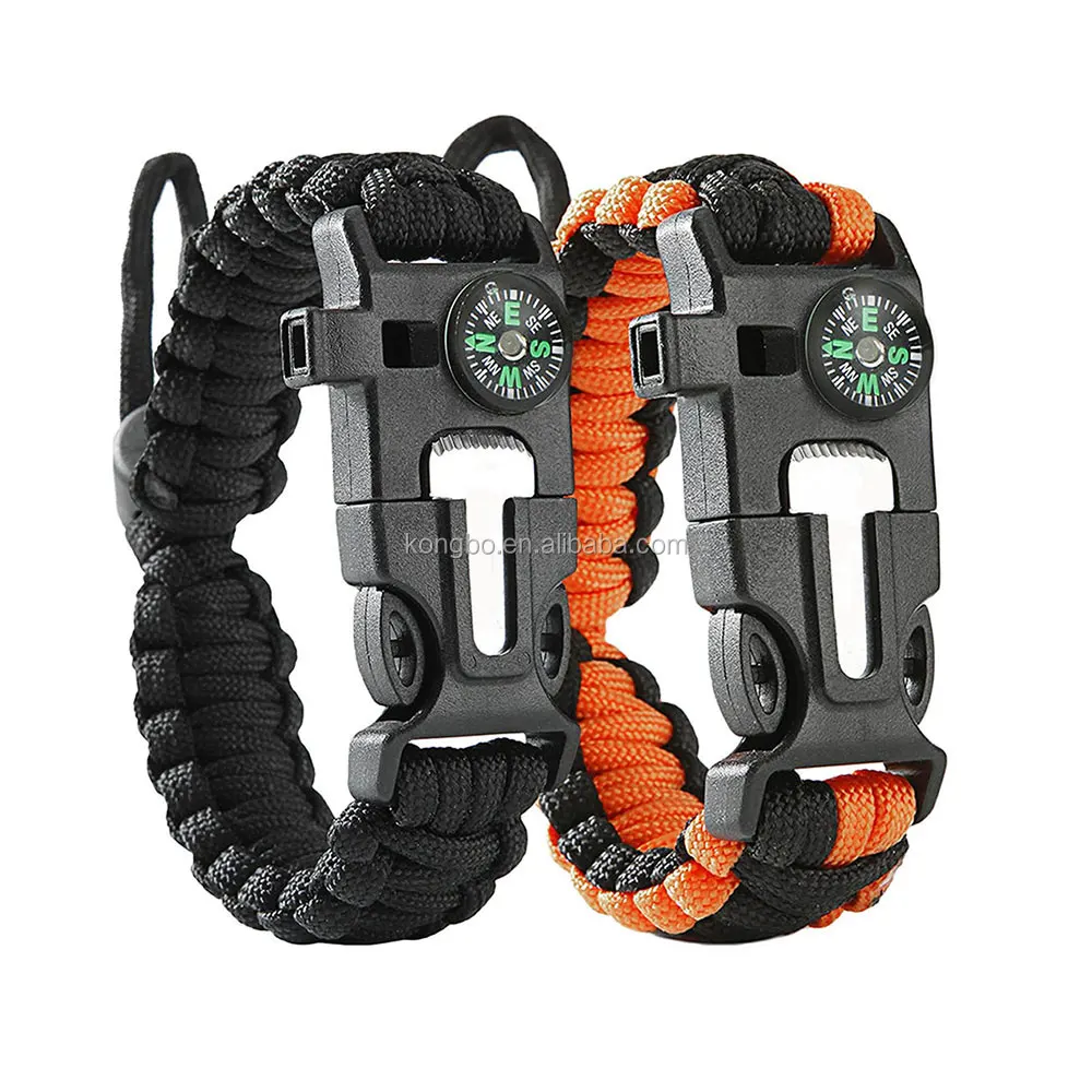 

KongBo Outdoor High Quality Flint Fire Starter Adjustable Paracord Survival Bracelet