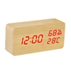 Wooden led digital temperature humidity display clock