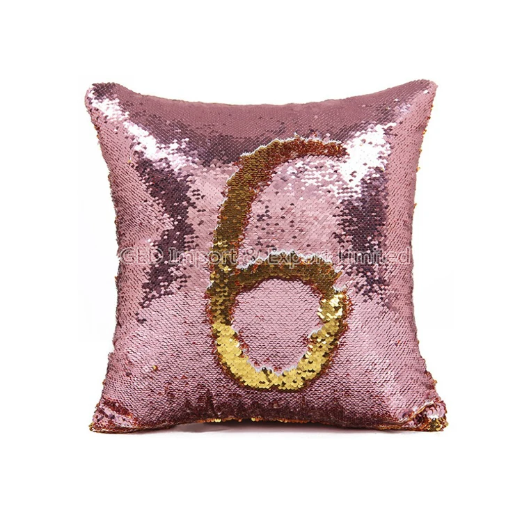 pink sequin cushion